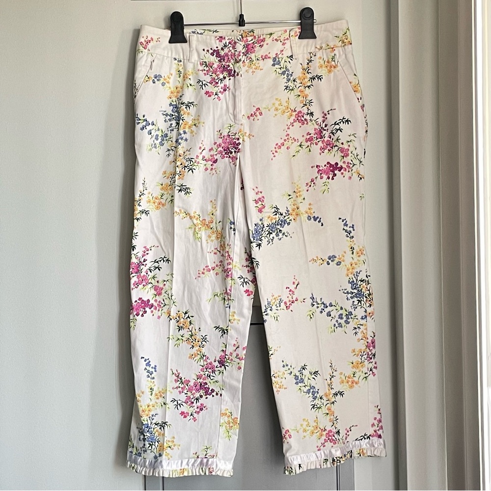 TRIBAL Floral Print White Pants